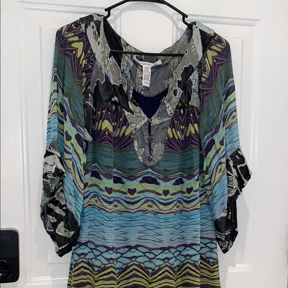 Diane Von Furstenberg Multicolor Patterned Silk Tunic Women's Dress - Picture 2 of 8